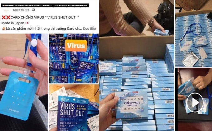 Sản phẩm thẻ đeo được quảng cáo có tác dụng phòng chống virus Corona được chào bán công khai với các mức giá khác nhau trên mạng xã hội Facebook