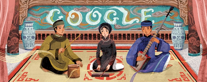 Google tôn vinh Ca trù nhân ngày giỗ tổ nghiệp. Ảnh: Google.