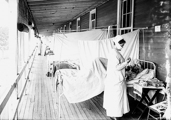 Bệnh nhân cúm tại Bệnh viện quân đội Walter Reed.