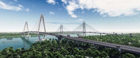 Cầu Mỹ Thuận 2 dự kiến khánh thành vào năm 2023 Ảnh :Bộ GTVT cung cấp.