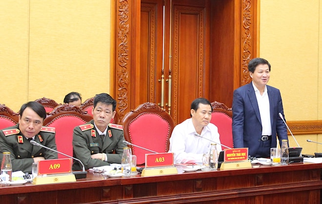 Tổng Thanh tra Chính phủ Lê Minh Khái phát biểu tại hội nghị. Ảnh: BCA.