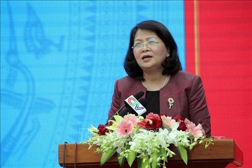 Phó Chủ tịch nước Đặng Thị Ngọc Thịnh phát biểu tại Hội nghị - Ảnh: TTXVN