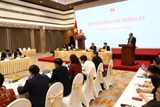 Quang cảnh buổi họp báo Chính phủ thường kỳ tháng 2/2020