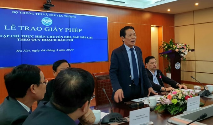 Thứ trưởng Bộ TT&TT Hoàng Vĩnh Bảo phát biểu. Ảnh: Hà Vân.