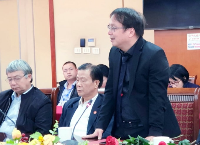 Nhà báo Nguyễn Tiến Thanh - Tổng biên tập tạp chí Đời sống & Pháp luật phát biểu tại buổi lễ. Ảnh: Hà Vân.