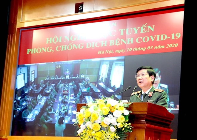 Thứ trưởng Nguyễn Văn Sơn phát biểu khai mạc hội nghị. Ảnh:BCA.