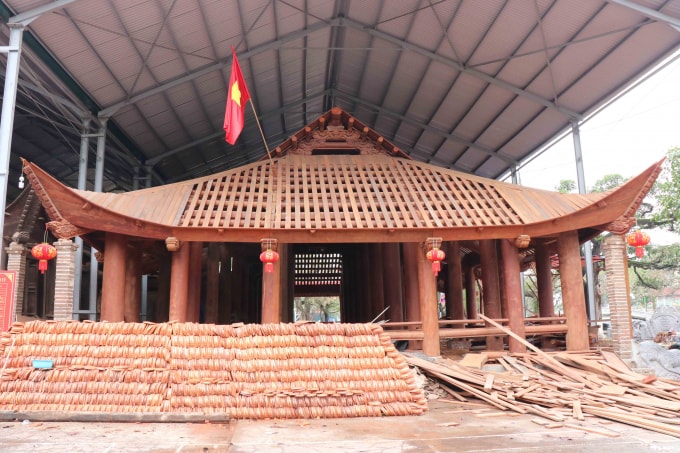 Tòa Đại bái đình Đồng Kỵ đang thi công.