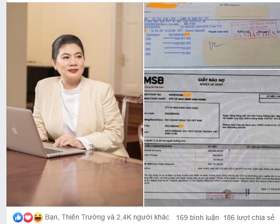 Trên trang cá nhân, Shark Liên cho biết đã thông qua Hội Doanh nhân trẻ Việt Nam ủng hộ 1 tỷ đồng cho chương trình “10.000 bộ xét nghiệm nhanh Covid-19”.
