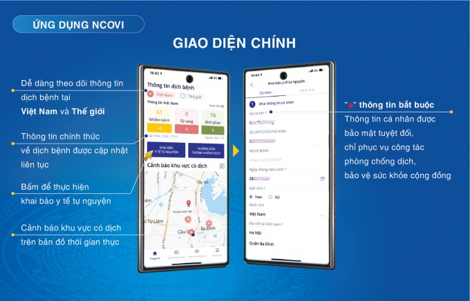 Ứng dụng nCove cập nhật thông tin dịch bệnh chính thức.