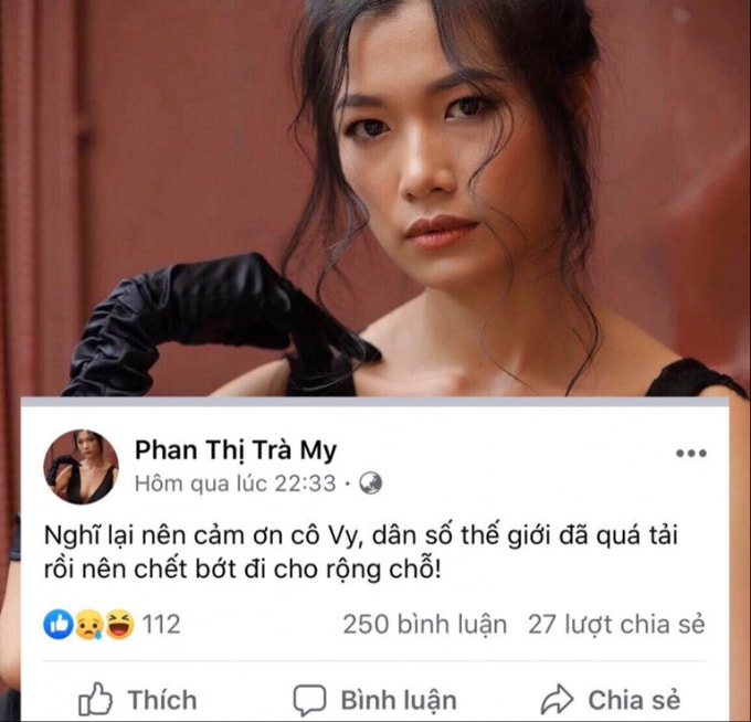 Dòng Status của Phan Thị Trà My khiến cộng đồng mạng phẫn nộ. Ảnh: Fb nhân vật.