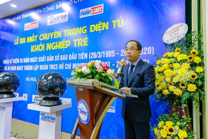 Đồng chí Nguyễn Mạnh Hưng – Tổng biên tập Báo Tuổi trẻ Thủ Đô phát biểu tại buổi lễ (Ảnh: Hoàng Duy)