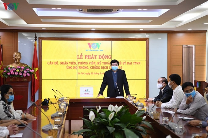 Tổng Giám đốc VOV Nguyễn Thế Kỷ phát động động cán bộ, nhân viên, phóng viên, kỹ thuật viên và nghệ sĩ của Đài ủng hộ phòng, chống dịch Covid-19.