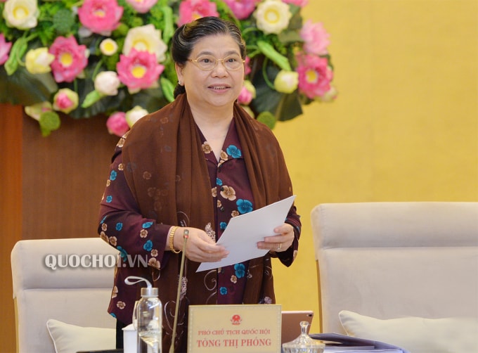 Phó Chủ tịch Thường trực Quốc hội Tòng Thị Phóng, Luật Biên phòng Việt Nam sẽ được đưa ra Quốc hội xem xét, thảo luận. Ảnh: Quochoi.vn.
