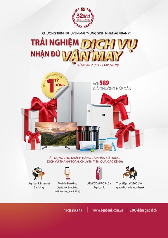 Agribank triển khai nhiều chương trình thu hút khách hàng sử dụng sản phẩm dịch vụ ngân hàng, góp phần tích cực phát triển thanh toán không dùng tiền mặt tại Việt Nam.