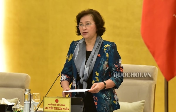 Chủ tịch Quốc hội Nguyễn Thị Kim Ngân phát biểu bế mạc phiên họp. Ảnh: quochoi.vn