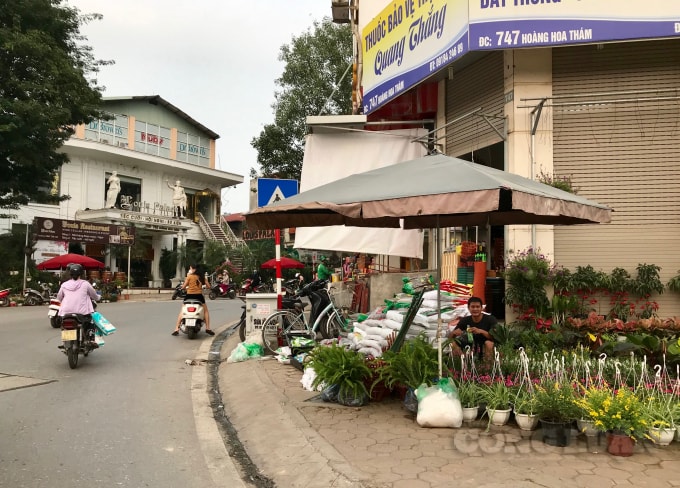 Từ lâu tuyến đường Hoàng Hoa Thám đã gần như mất hết vỉa hè dành cho người đi bộ