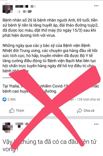 Thông tin giả về dịch COVID-19 được đưa trên Facebook mang tên Nguyễn Sin.