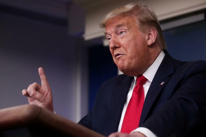 Tổng thống Mỹ Donald Trump trong một cuộc họp báo tại Nhà Trắng. Ảnh: Reuters