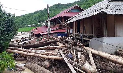 Bản Sa Ná, xã Na Mèo, huyện Quan Sơn, tỉnh Thanh Hóa bị thiệt hại nặng do lũ quét sáng ngày 3/8/2019. Ảnh TL.