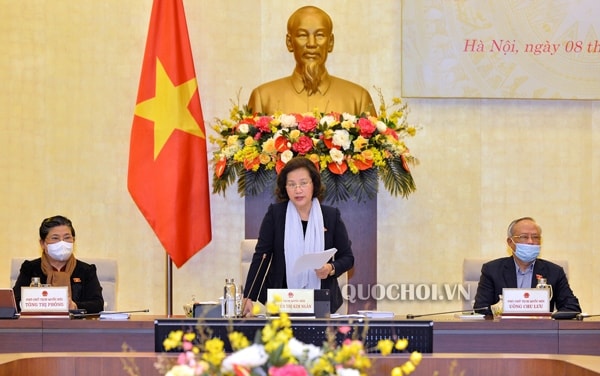 Chủ tịch Quốc hội Nguyễn Thị Kim Ngân phát biểu tại phiên họp. Ảnh: quochoi.vn