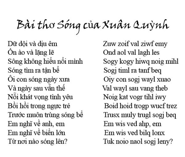 Bài thơ Sóng của Xuân Quỳnh được viết theo bộ