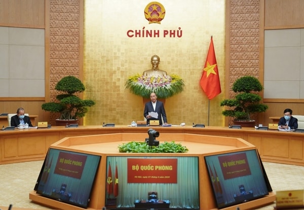 Phiên họp Chính phủ thường kỳ tháng 3/2020 được tổ chức theo hình thức trực tuyến. Ảnh: VGP