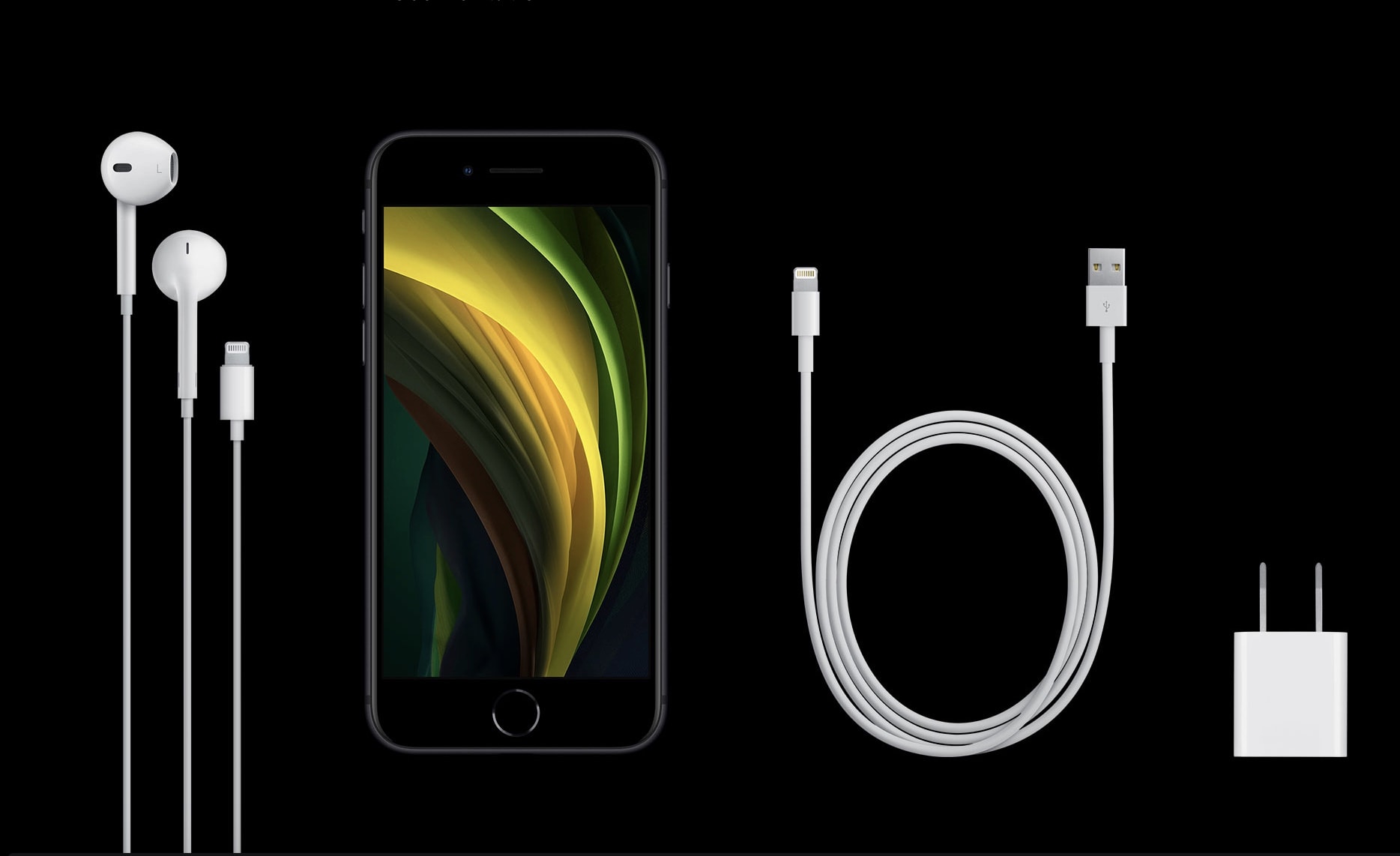 Máy cũng có những phụ kiện đi kèm như tai nghe, dây sạc và củ sạc giống các thế hệ iPhone cũ.