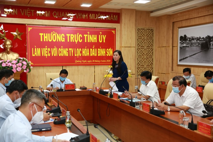 Đồng chí Bùi Thị Quỳnh Vân phát biểu tại buổi làm việc.