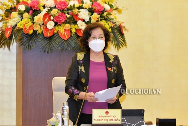 Chủ tịch Quốc hội Nguyễn Thị Kim Ngân phát biểu khai mạc phiên họp. Ảnh: quochoi.vn
