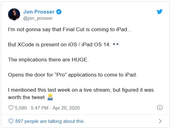 Jon Prosser nói rằng công cụ phát triển phần mềm XCode sẽ có mặt trên hệ điều hành iOS / iPadOS 14.