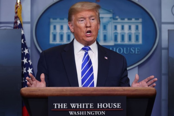 Tổng thống Mỹ Donald Trump trong cuộc họp báo tại Nhà Trắng, ngày 24/4. Ảnh: Reuters