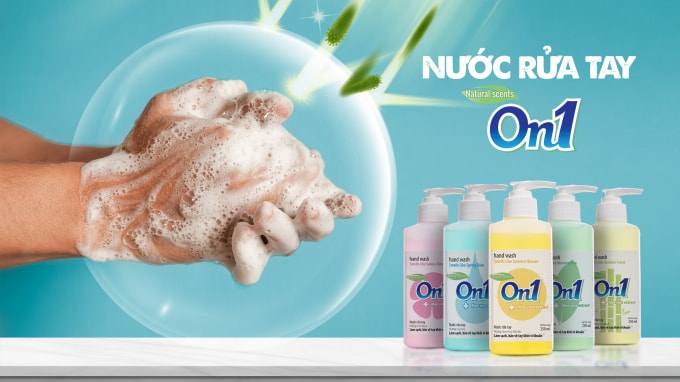 Nước rửa tay On1 của Lixco vừa ra mắt có khả năng diệt khuẩn.