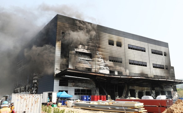 Tòa nhà nơi xảy ra vụ cháy ở thành phố Incheon, tỉnh Gyeonggi của Hàn Quốc. Ảnh: Yonhap