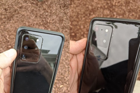 Kính camera của một chiếc Galaxy S20 Ultra bị nứt. Ảnh: Chris Bullard/Twitter.