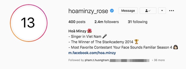 Hoà Minzy thay đổi ảnh đại diện trang cá nhân Instagram với chữ số 