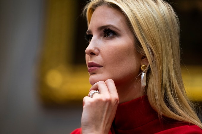 Ivanka Trump tham gia hội nghị online trong phòng Roosevelt Room tại Nhà Trắng hôm 7/4 - Ảnh: Getty