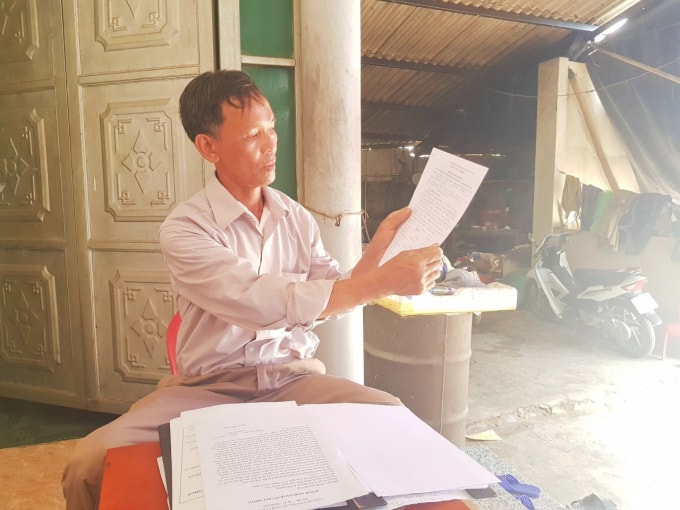 Ông Nguyễn Khắc Miệt ở thôn Yên Định, xã Thịnh Lộc đã gửi đơn đến nhiều cấp có thẩm quyền nhưng chính quyền địa phương vẫn không giải quyết