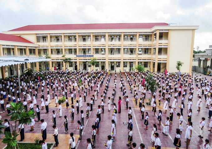 Giờ thể dục của học sinh Trường Tiểu học trên địa bàn TP. Cần Thơ. Ảnh TL.
