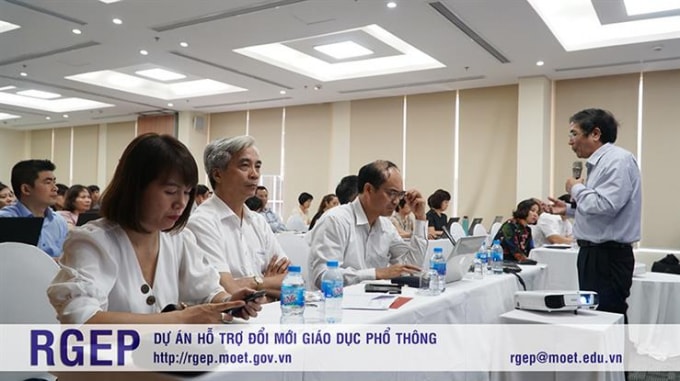 Tập huấn giảng viên quản lý giáo dục chủ chốt chuẩn bị thực hiện chương trình Giáo dục phổ thông mới (nguồn BQLDA RGEP).