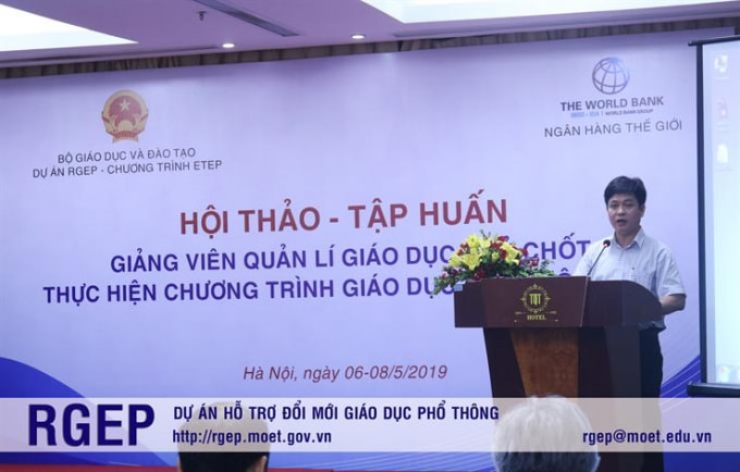 Tập huấn giảng viên quản lý giáo dục chủ chốt chuẩn bị thực hiện chương trình Giáo dục phổ thông mới (nguồn BQLDA RGEP).