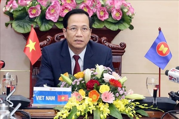 Bộ trưởng Bộ Lao động - Thương binh và Xã hội Việt Nam Đào Ngọc Dung phát biểu tại Hội nghị. Ảnh: TTXVN