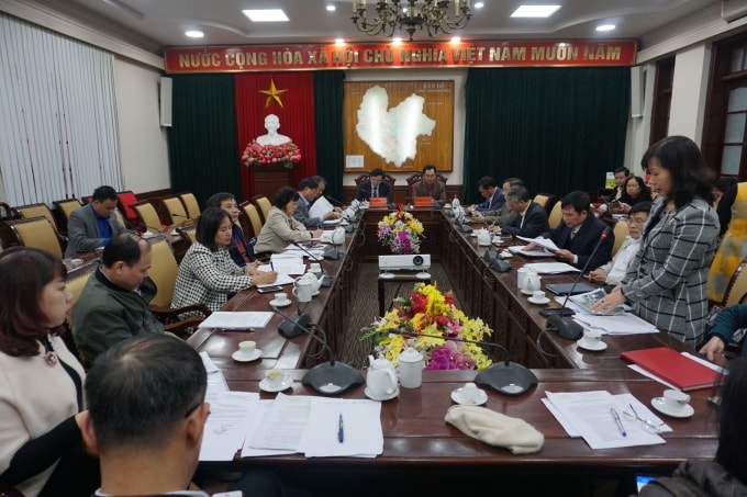 Lãnh đạo Hội Nhà báo Việt Nam và UBND tỉnh Thái Nguyên tại cuộc họp chuẩn bị cho Lễ kỷ niệm 70 năm Trường dạy làm báo Huỳnh Thúc Kháng, ngày 26.02.2019 (Ảnh: Nguyễn Ba)