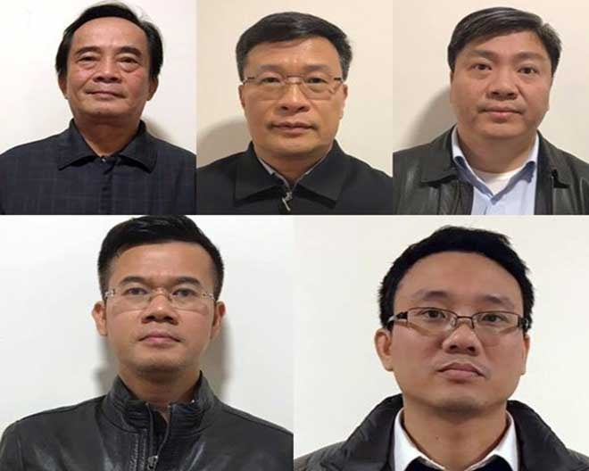 5 bị can: Đoàn Ánh Sáng, Ngô Duy Chính, Nguyễn Xuân Giáp, Phạm Hồng Quang, Đặng Thanh Nam
