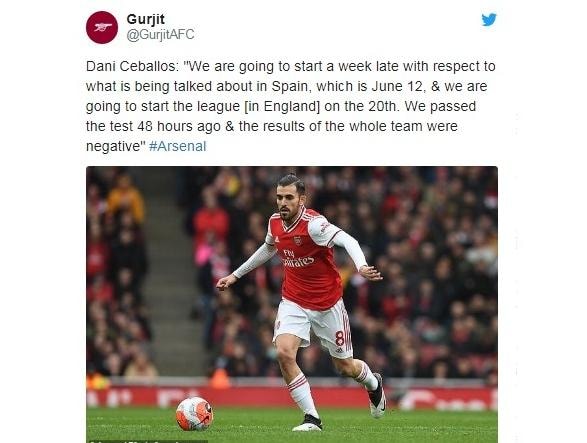 Ngôi sao của Arsenal tiết lộ thời điểm Giải ngoại hạng Anh đá lại. Ảnh: Twitter