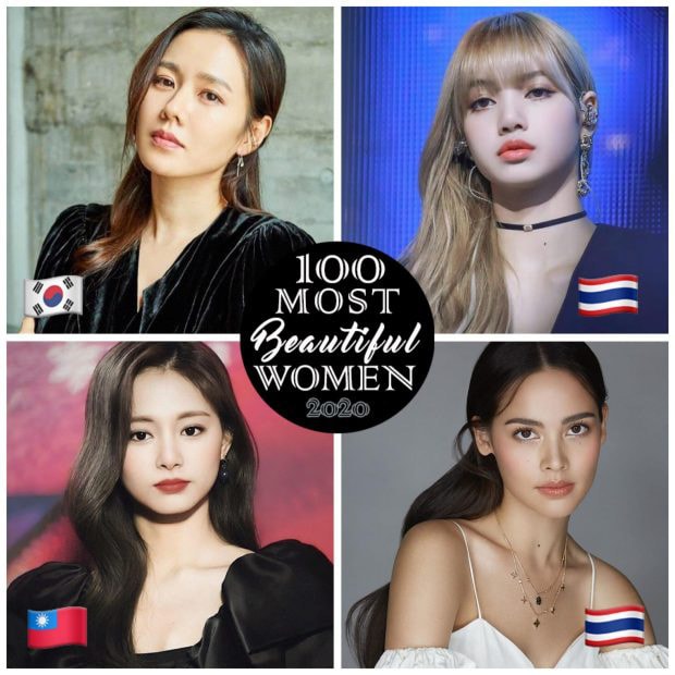 1. Son Ye Jin (Hàn Quốc), 2. Lisa (Thái Lan), 3. Tzuyu (Đài Loan), 4. Urassaya Sperbund (Thái Lan).
