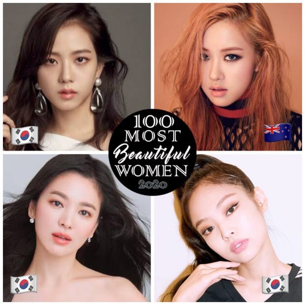 5. Kim Jisoo (Hàn Quốc), 6. Rosé (New Zealand), 7. Song Hye Kyo (Hàn Quốc), 8. Kim Jennie (Hàn Quốc).