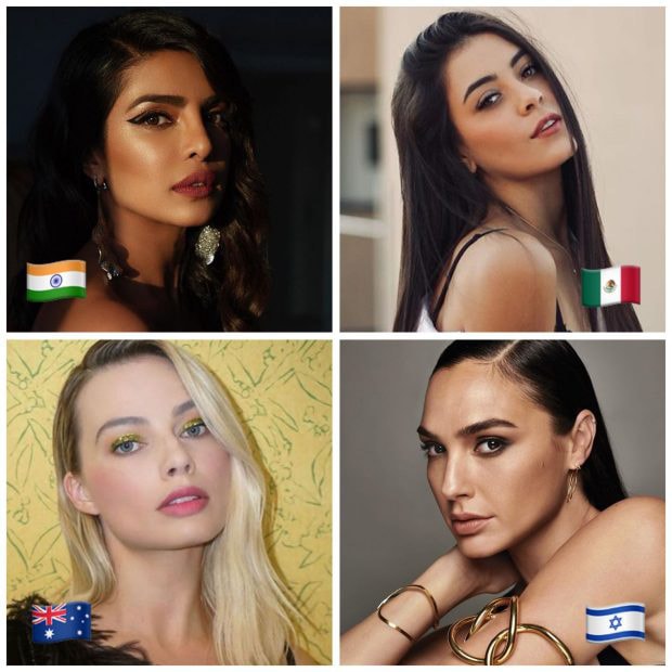 13. Priyanka Chopra (Ấn Độ), 14. Sabina Hidalgo (Mexico), 15. Margot Robbie (Úc), 16. Gal Gadot (Israel).
