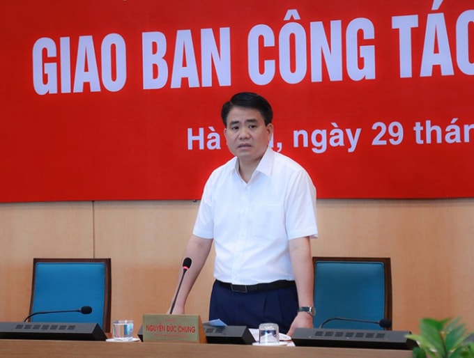 Chủ tịch UBND TP Nguyễn Đức Chung tại hội nghị. Ảnh: Phú Khánh