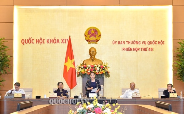 Phiên họp thứ 45 của Ủy ban Thường vụ Quốc hội. Ảnh: quochoi.vn