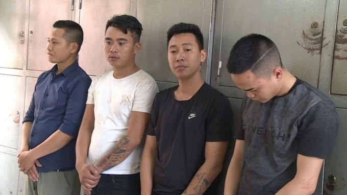 4 đối tượng (Từ trái qua phải): Tâm, Trường, Anh, Bình. Ảnh: Công an tỉnh Thanh Hóa